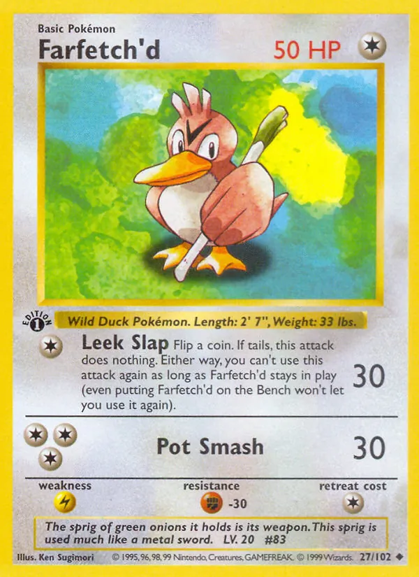 Farfetch'd #27 – Base Set card