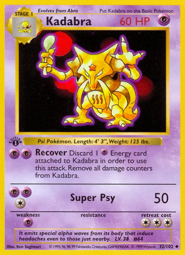 Kadabra #32 – Base Set card
