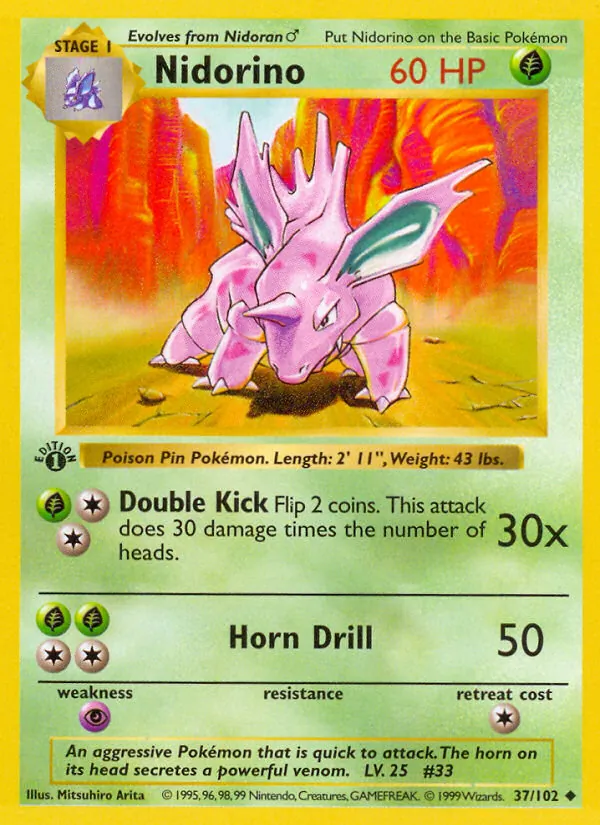 Nidorino #37 – Base Set card
