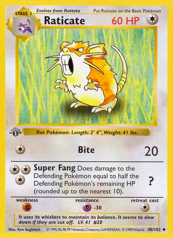 Raticate #40 – Base Set card