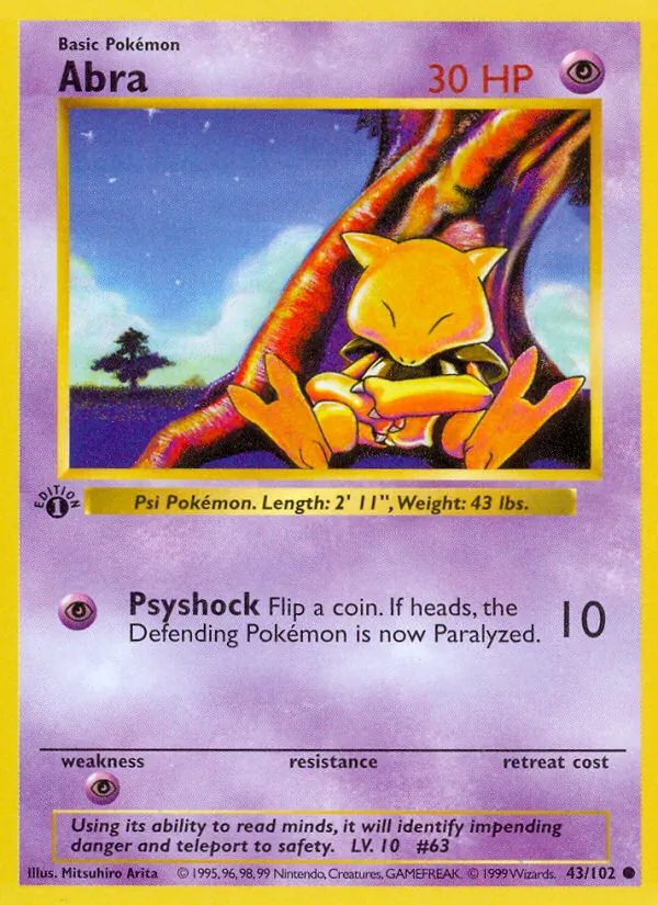 Abra #43 – Base Set card