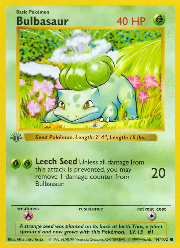 Bulbasaur #44 – Base Set card