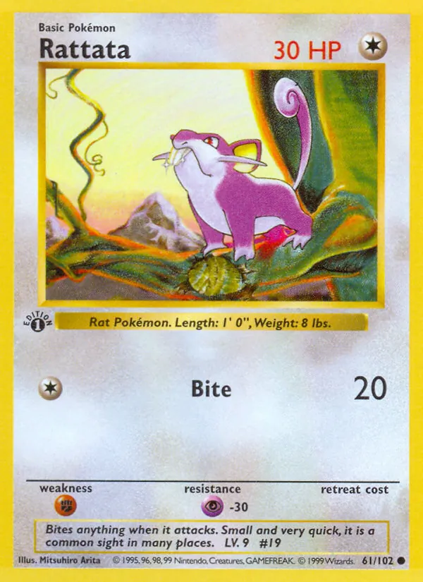 Rattata #61 – Base Set card