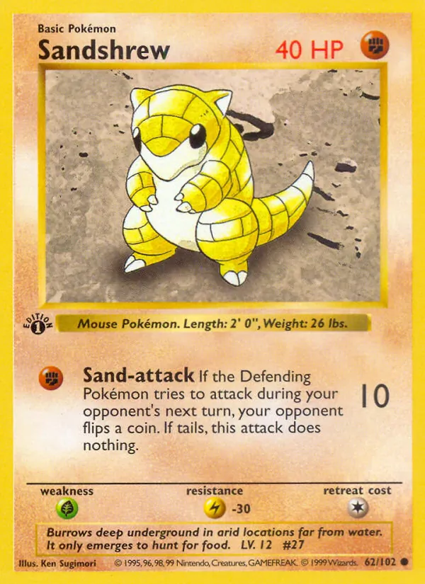Sandshrew #62 – Base Set card