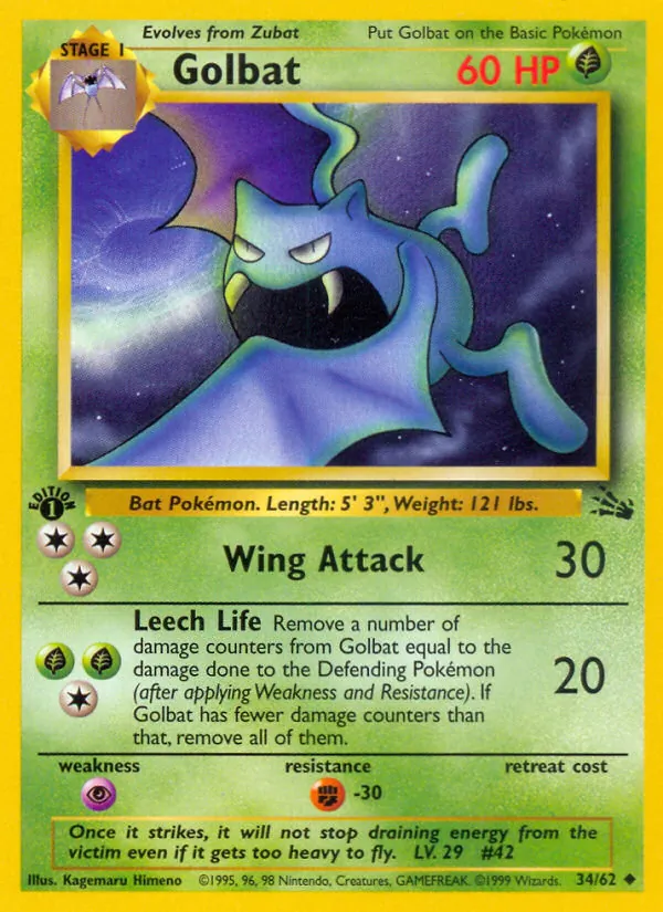 Golbat #34 – Fossil card