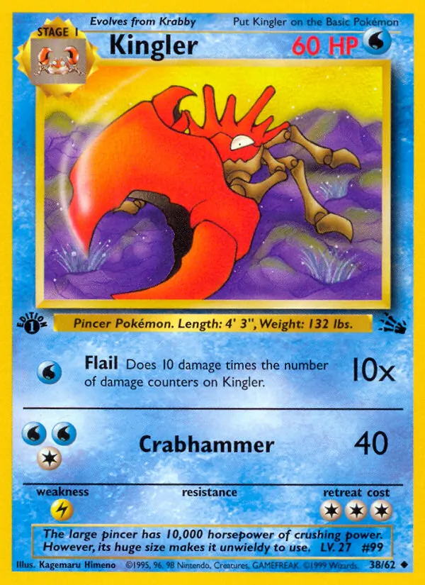 Kingler #38 – Fossil card
