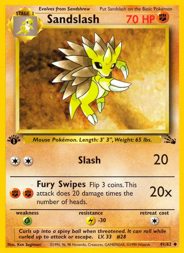Sandslash #41 – Fossil card