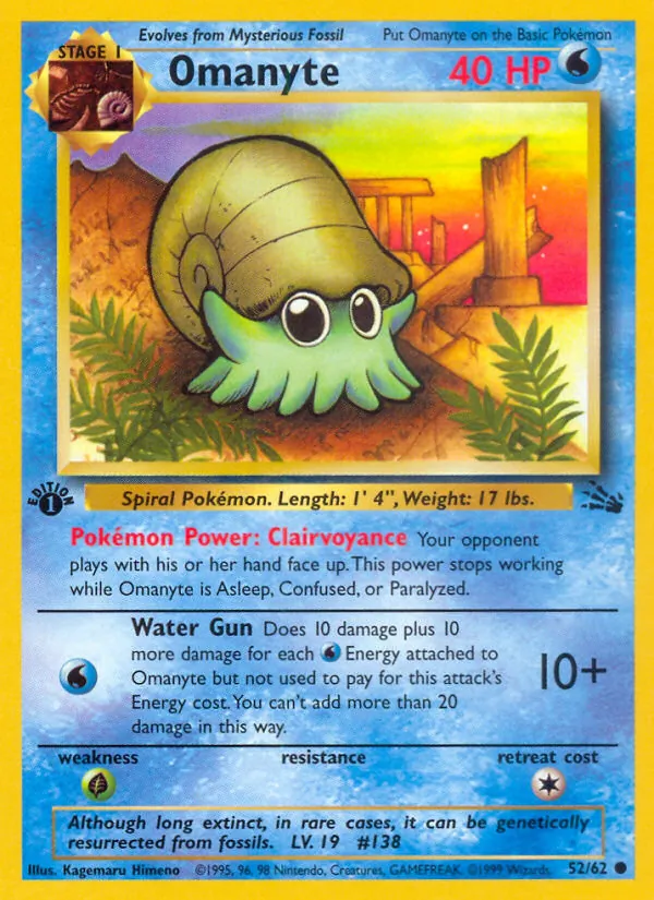 Omanyte #52 – Fossil card