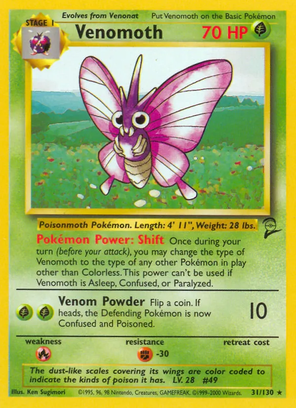 Venomoth #31 – Base Set 2 card
