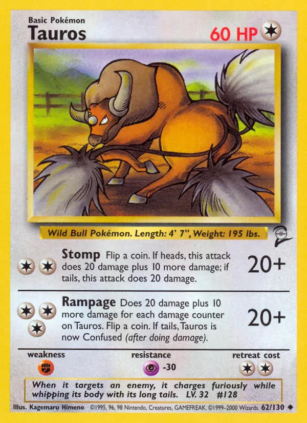 Tauros #62 – Base Set 2 card