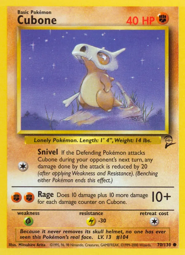 Cubone #70 – Base Set 2 card