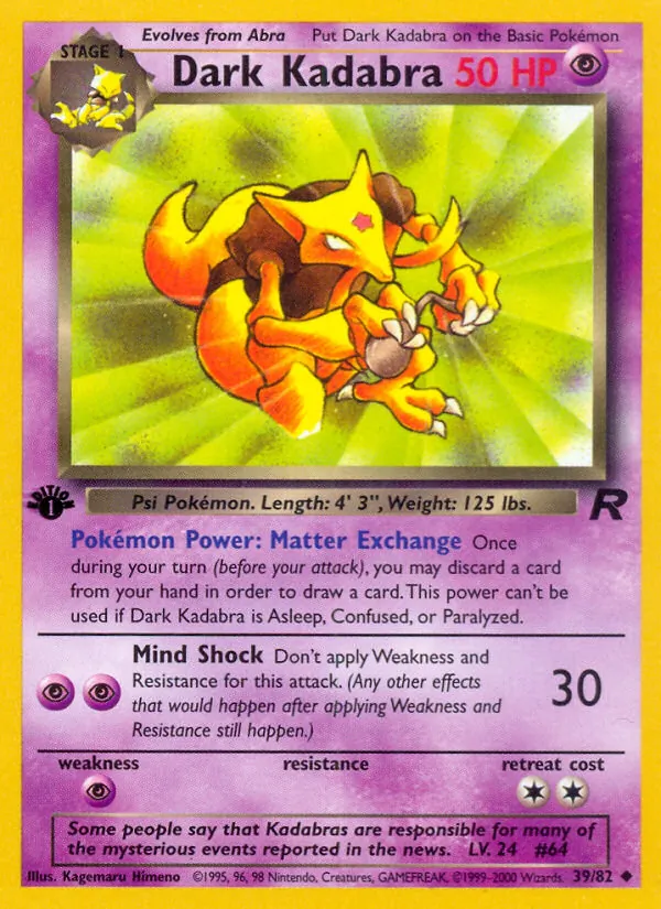 Dark Kadabra #39 – Team Rocket card