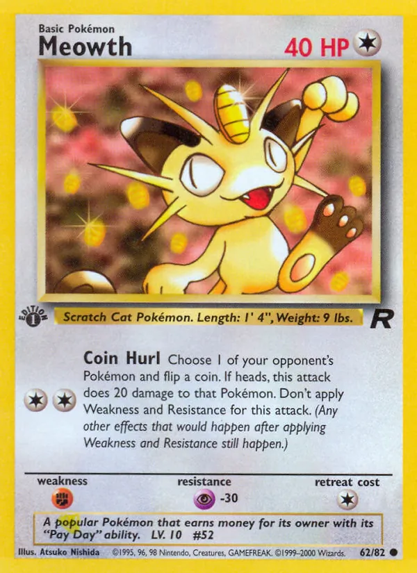 Meowth #62 – Team Rocket card