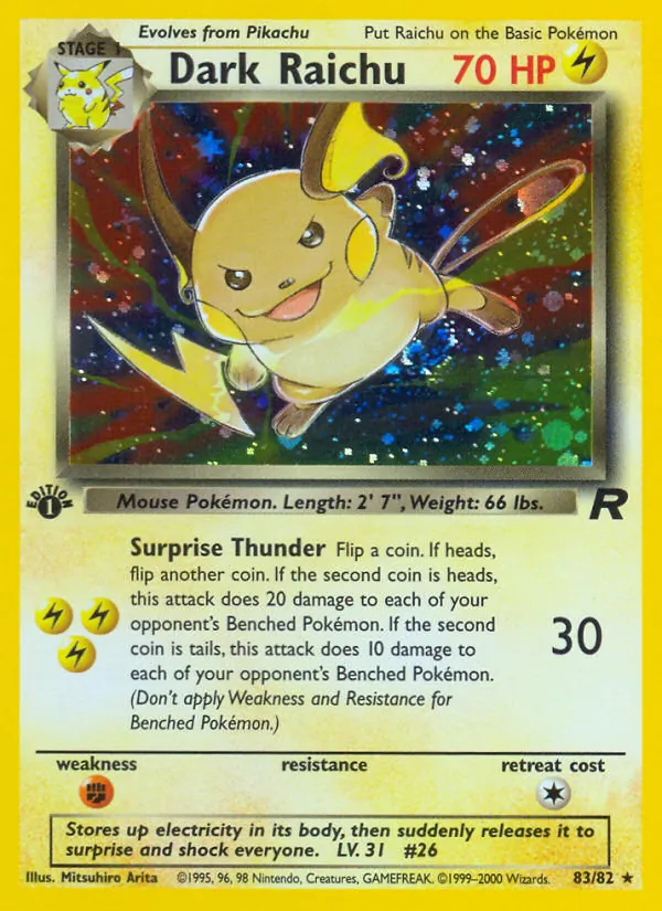 Dark Raichu #83 – Team Rocket card