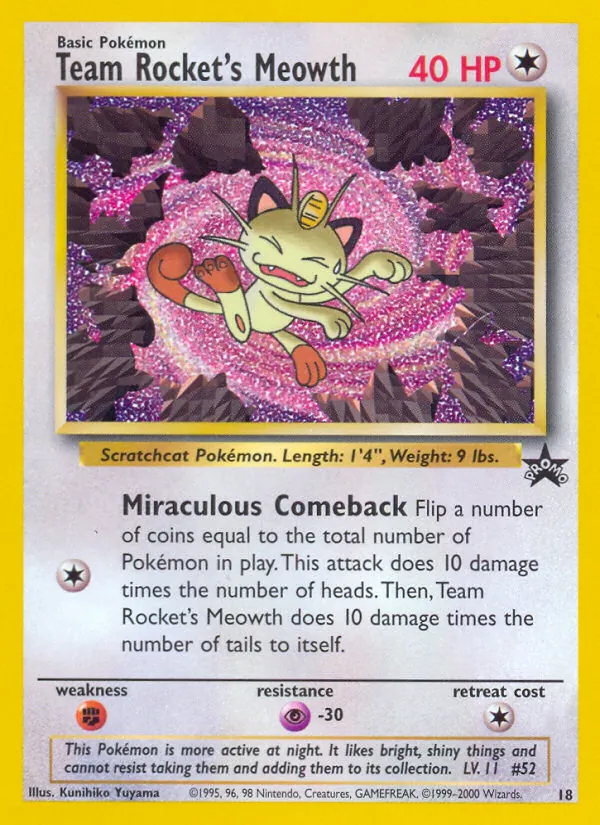 Team Rocket's Meowth #18 – Wizards Black Star Promos card