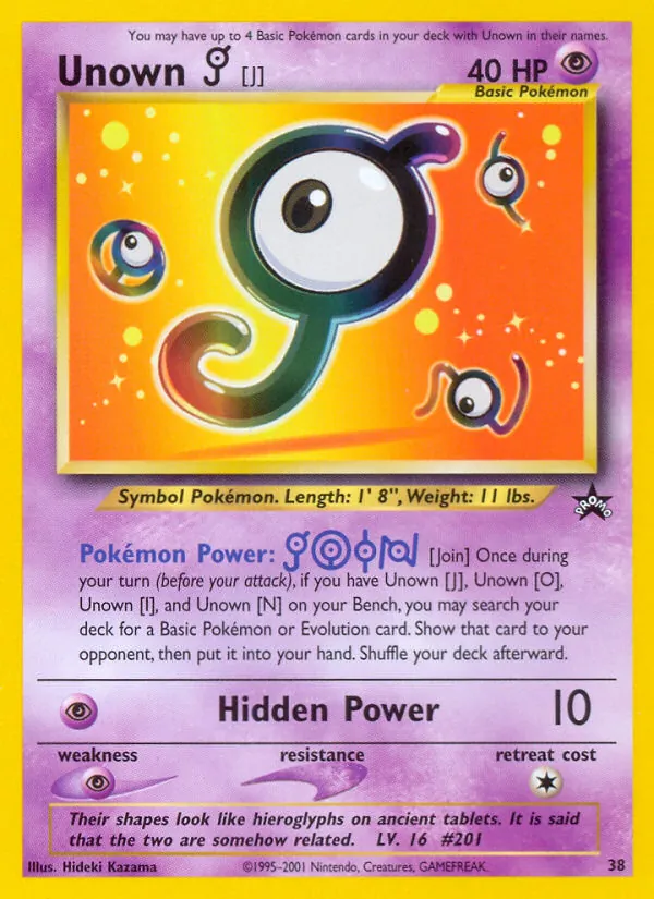 Unown [J] #38 – Wizards Black Star Promos card