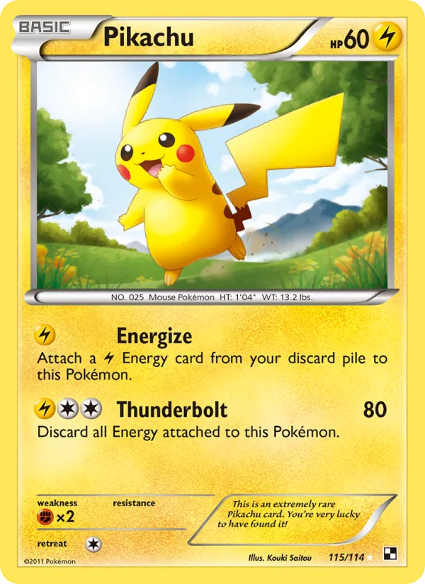 Pikachu #115 – Black & White card