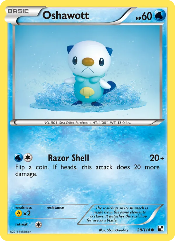 Oshawott #28 – Black & White card