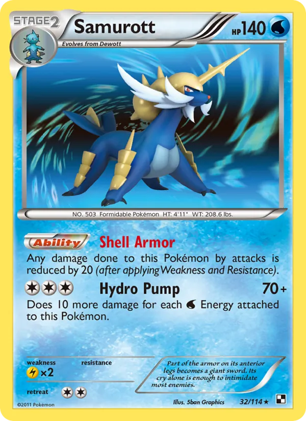 Samurott #32 – Black & White card