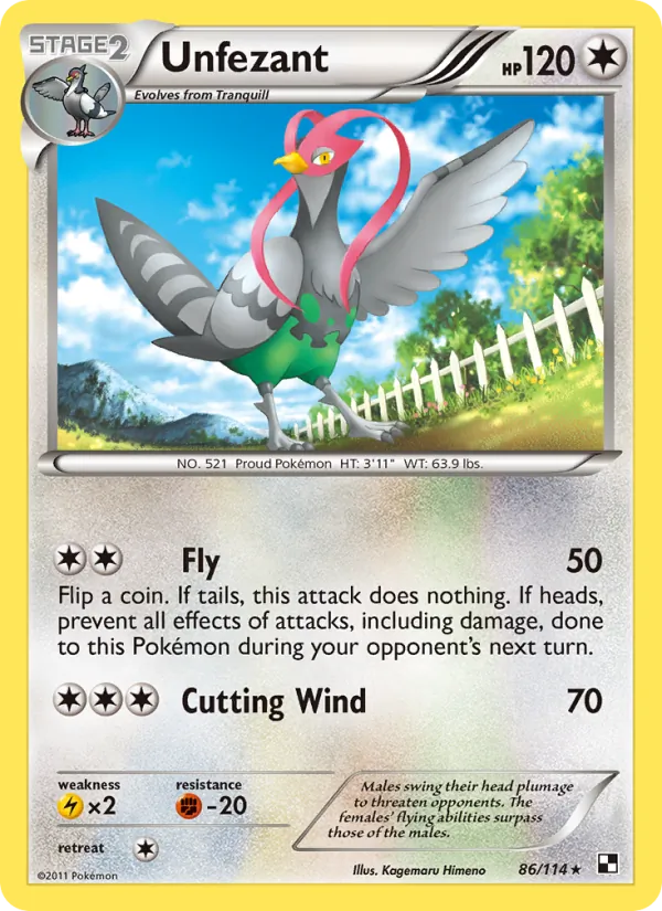 Unfezant #86 – Black & White card