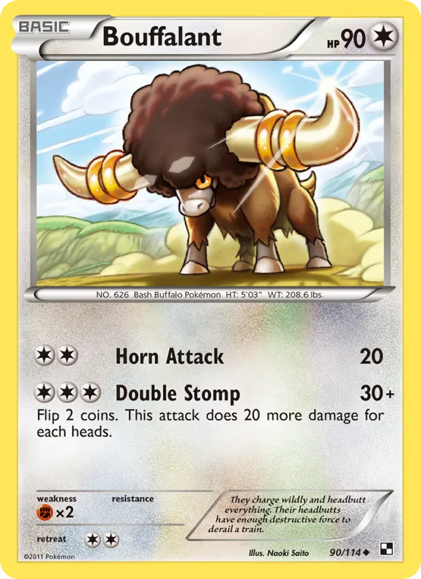Bouffalant #90 – Black & White card