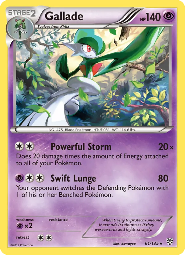Gallade #61 – Plasma Storm card