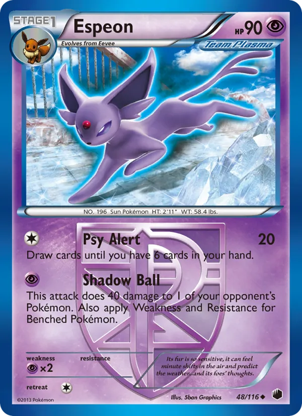 Espeon #48 – Plasma Freeze card