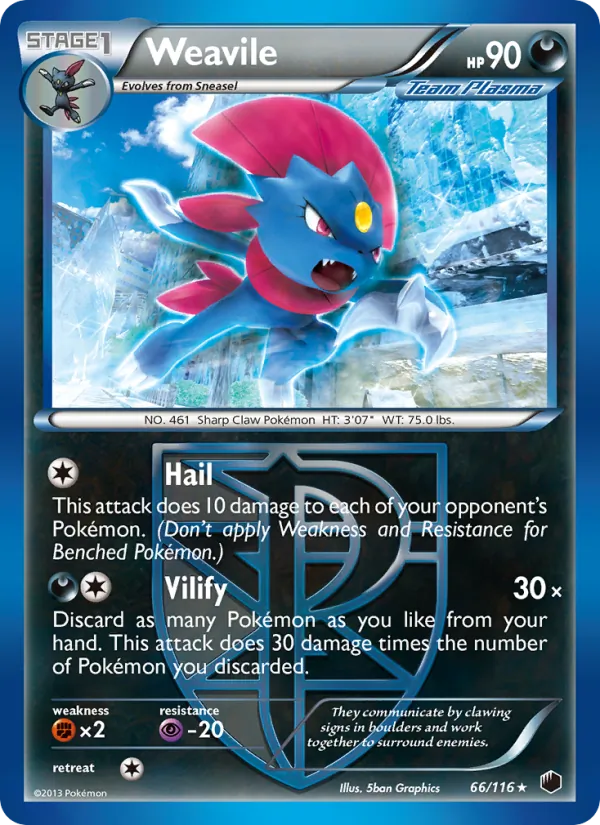 Weavile #66 – Plasma Freeze card