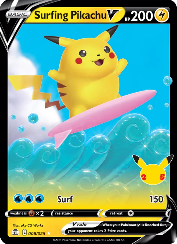 Surfing Pikachu V #8 – Celebrations card