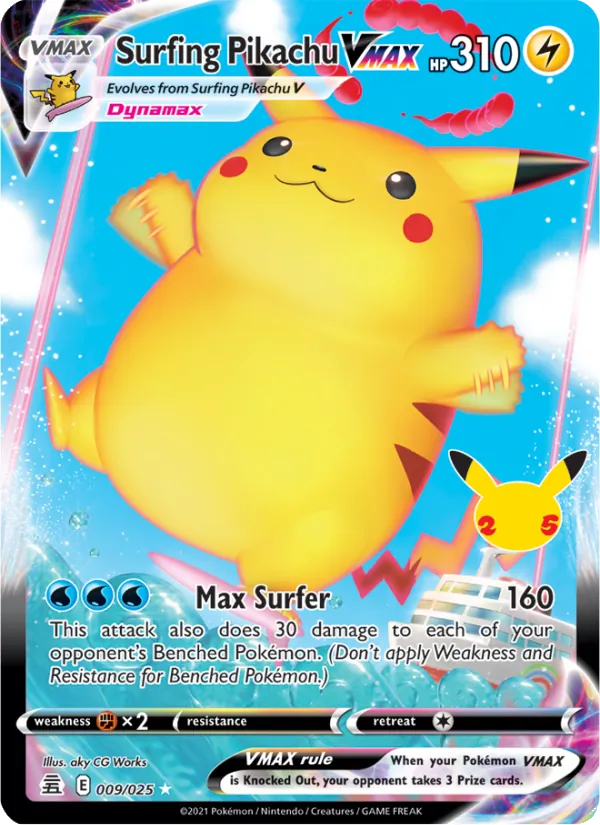 Surfing Pikachu VMAX #9 – Celebrations card