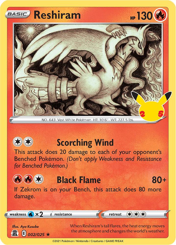 Reshiram #CC020 – Celebrations Classic Collection card