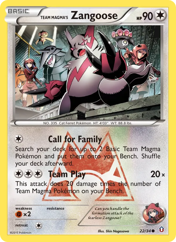 Team Magma's Zangoose #22 – Double Crisis card