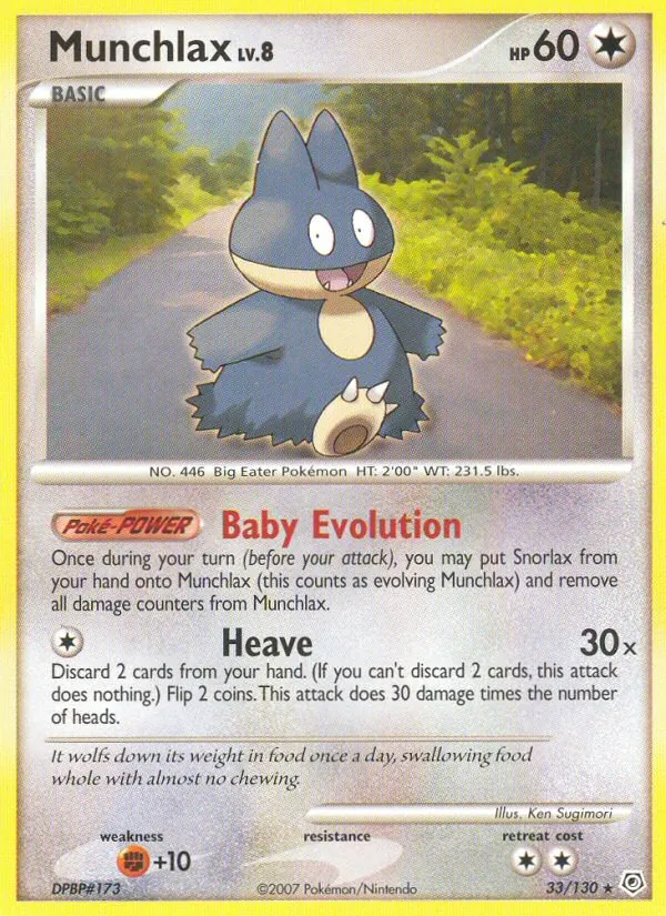 Munchlax #33 – Diamond & Pearl card