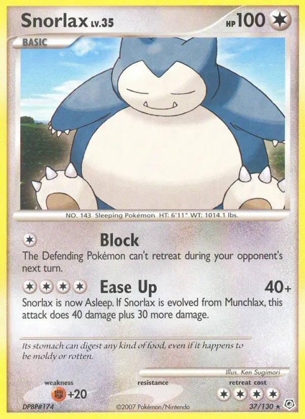 Snorlax #37 – Diamond & Pearl card