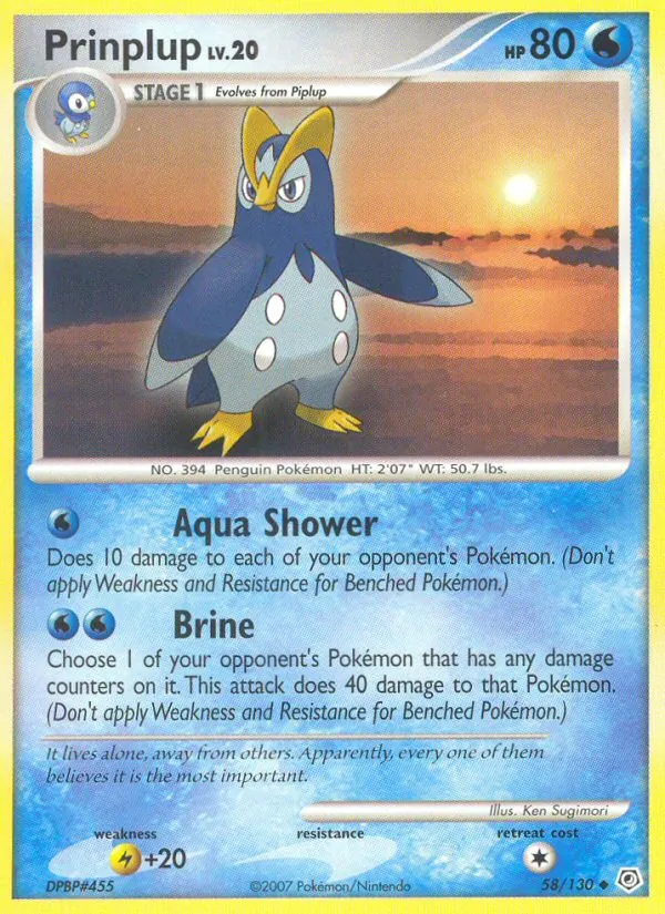 Prinplup #58 – Diamond & Pearl card