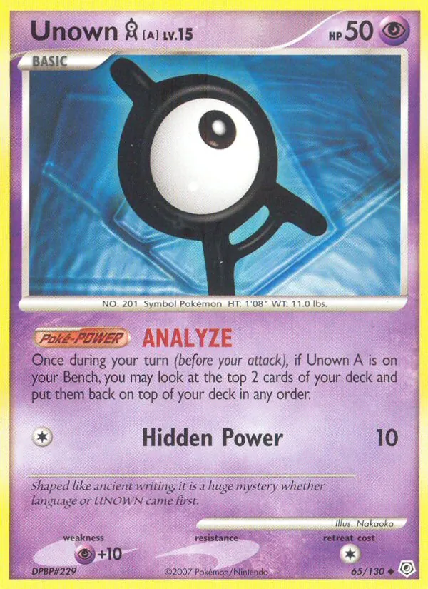 Unown A #65 – Diamond & Pearl card