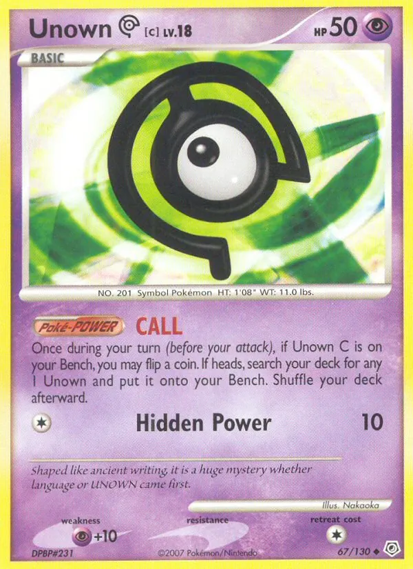 Unown C #67 – Diamond & Pearl card