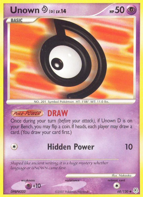 Unown D #68 – Diamond & Pearl card