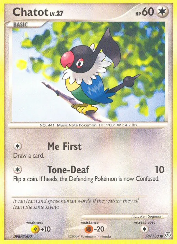 Chatot #74 – Diamond & Pearl card
