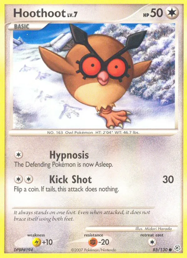 Hoothoot #85 – Diamond & Pearl card