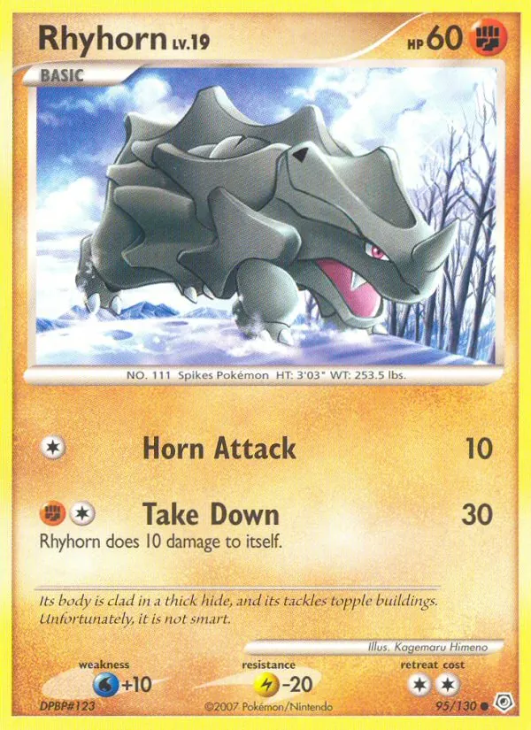 Rhyhorn #95 – Diamond & Pearl card