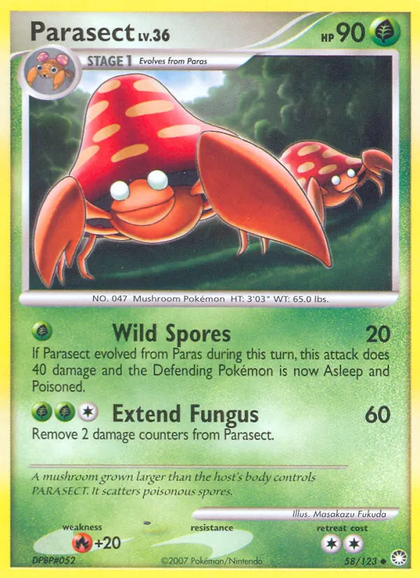 Parasect #58 – Mysterious Treasures card