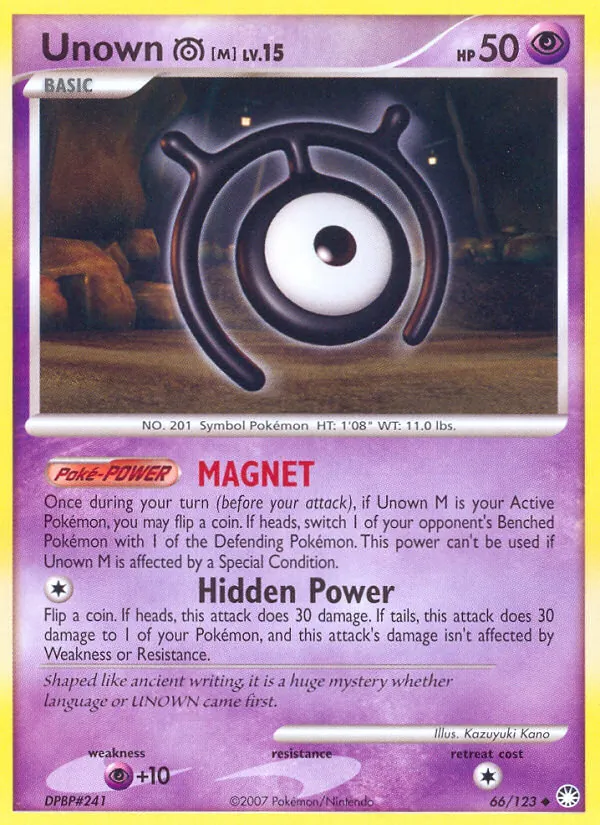 Unown M #66 – Mysterious Treasures card