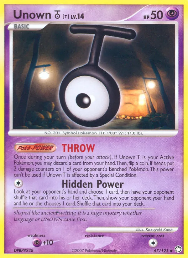 Unown T #67 – Mysterious Treasures card