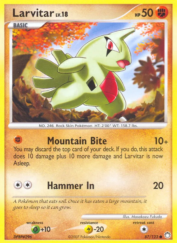 Larvitar #87 – Mysterious Treasures card
