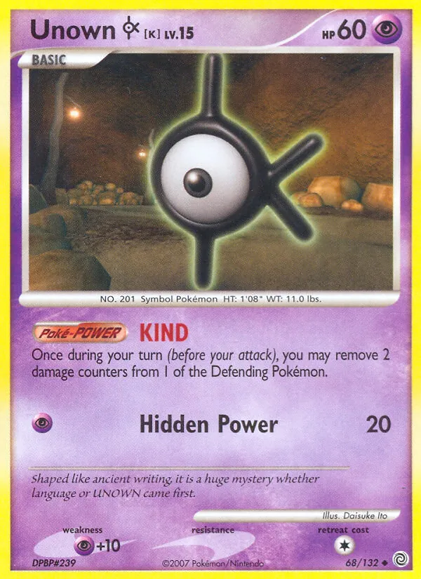 Unown K #68 – Secret Wonders card