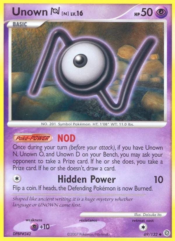 Unown N #69 – Secret Wonders card