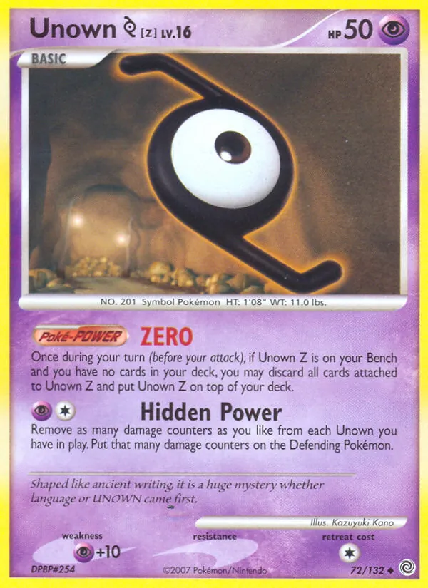 Unown Z #72 – Secret Wonders card