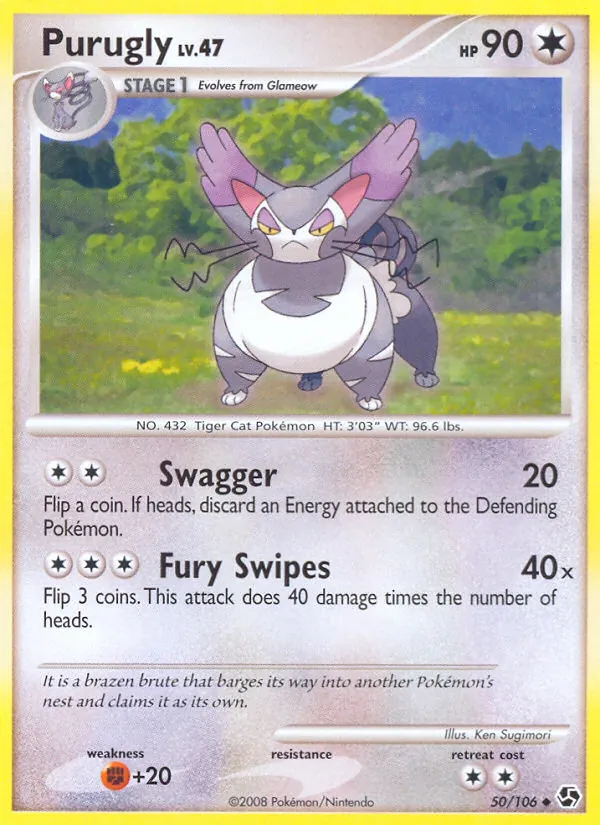 Purugly #50 – Great Encounters card