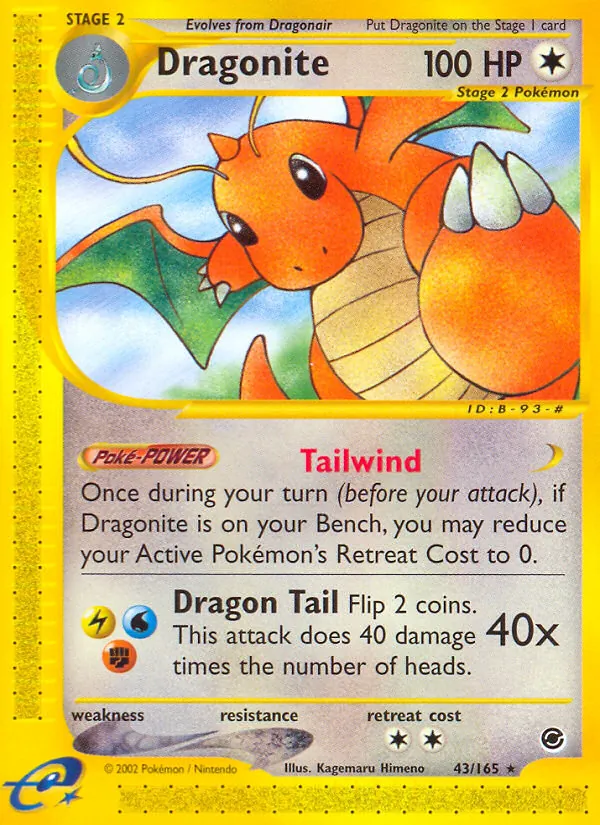 Dragonite #43 – Expedition Base Set card